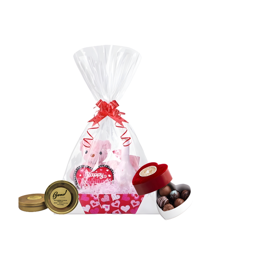 Valentine's Love Basket with 6 piece Signature Chocolate with Caramel