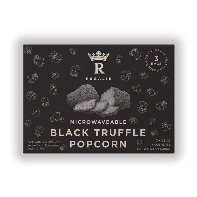 Regalis Microwavable Black Truffle Popcorn, Non-GMO Kernels, Real Black European Truffle, 3 Bags